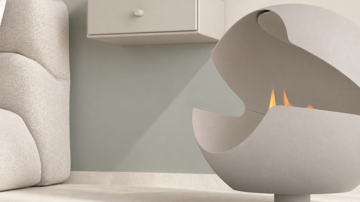 Vauni Globe in Almond in a light bedroom